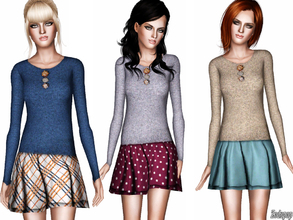 Sims 3 — Embellished Cashmere Pullover With Layered Skirt by zodapop — Pretty embellishment dresses up the look of the