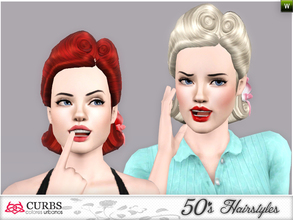 Sims 3 — curbs 50s hairstyles03v2 by Colores_Urbanos — retro hairstyle for teens and young adults. From Paraguay with
