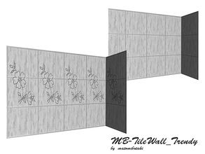 Sims 3 — MB-TileWall_Trendy by matomibotaki — MB-TileWall_Trendy, two tile walls in a set, one solid wall with 2 and one
