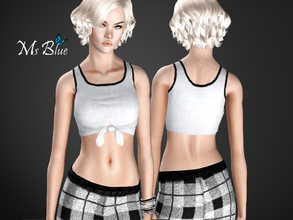Sims 3 — Monochrome Top by Ms_Blue — Set with crop top, joggers and trainers. For a fashionable casual look when going