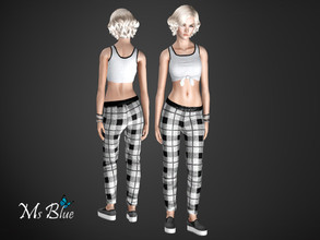 Sims 3 — Monochrome Set by Ms_Blue — Set with crop top, joggers and trainers. For a fashionable casual look when going
