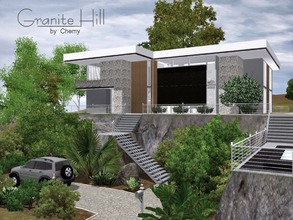 Sims 3 — Granite Hill by chemy — Built on a Granite hill, this modern 4 bedroom family home is surrounded by trees and