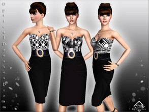 Sims 3 — Optical Dresses Dream by Devirose — Three dresses in one file, with optical motifs. Ideal for evening chic,