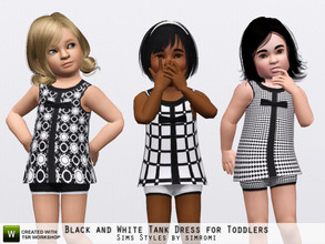 Sims 3 — Black and White Tank Dress for Toddlers by simromi — What's black and white and worn all over? Why this cute