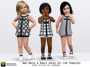 Sims 3 — Black and White Tank Dress and Socks Set for Toddlers by simromi — What's black and white and worn all over? Why