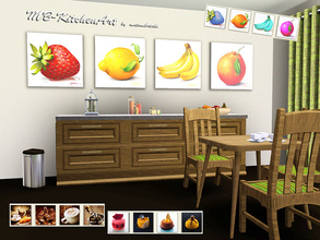 Sims 3 — MB-KitchenArt by matomibotaki — MB-KitchenArt, 4 paintings with fruits, coffee and cakes,, The original