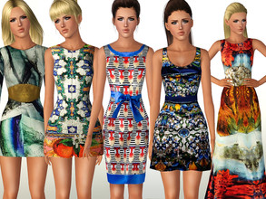Sims 3 — AURA SET by ShakeProductions — Printed dress set.NOT RECOLORABLE