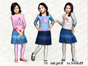 Sims 3 — Sonata77 child girl 17 by Sonata77 — New clothes for girls: denim skirt and blouse with long sleeves. Type:
