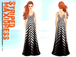 Sims 3 — Striped Maxi Dress by LuxySims3 — Striped Maxi Dress for females (young-adult). 1 Channel.