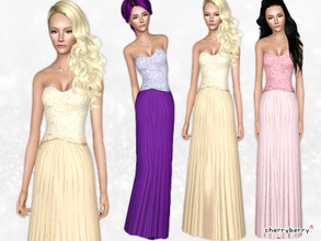 Sims 3 — Beautiful summer gown by CherryBerrySim — Beautiful long gown with sequin top part for hot summer nights! For