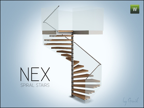 Sims 3 — Nex square spiral stairs by Gosik — Set includes following items: spiral stairs and two different railings (use