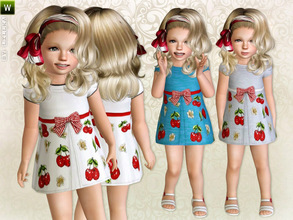 Sims 3 — Toddler Cherry Print Dress by lillka — Cherry Print Dress inspired by Monnalisa Everyday/Formal 3