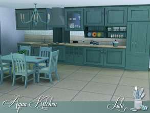 Sims 3 — Aqua Kitchen by Lulu265 — A versatile kitchen, made up of various counters and cabinets , a sink , a stove and a