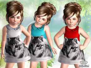 Sims 3 — Crepe dress with cat print by EsyraM — Pretty dress with a cat print, inspired by MOSCHINO Three recolorable