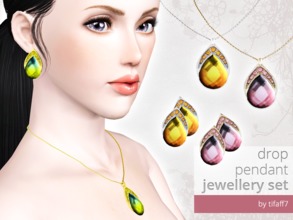 Sims 3 — Drop Pendant Jewellery Set by tifaff72 — Set of drop pendant jewellery. Including: - earrings - necklace