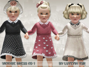 Sims 3 — Vintage Dress No 1 by Lutetia — A cute longsleeved dress with lace details Works for female toddlers For
