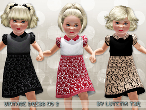 Sims 3 — Vintage Dress No 2 by Lutetia — A cute laced dress with collar and short puffy sleeves Works for female toddlers