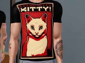 Sims 3 — Obey The Kitty T-Shirt by killervamp6632 — Obey The Kitty T-Shirt. Made for Young Adult Males, as Everyday wear.