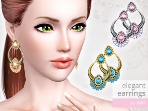 Sims 3 — Elegant Earrings by tifaff72 — Elegant Earrings. Teen/YA-A/Elder female. 3 recolorable channel. Base game only.