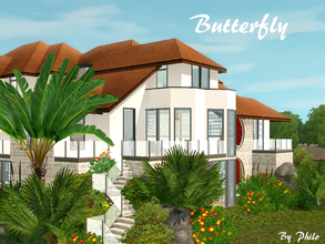 Sims 3 — Butterfly by philo — Built in Roaring Heights, this 7 bedrooms villa offers two indoor swimming pools, a