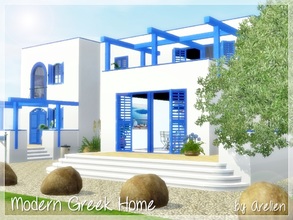 Sims 3 — Modern Greek Home by Arelien — Delightful modern Greek style home - perfect for near the beach! Landscaped