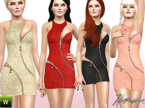 Sims 3 — Zip Fastening Bodycon Dress by Harmonia — Make a dramatic impact at your next cocktail gala.. Fitted