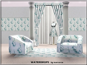 Sims 3 — Waterdrops_marcorse by marcorse — Geometric pattern: teardrop of smaller water drops in icy blue/green