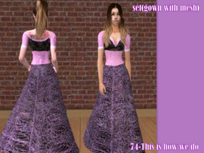 Sims 2 — Ball gown by Well_sims — Purpleblack long gown for festive time.