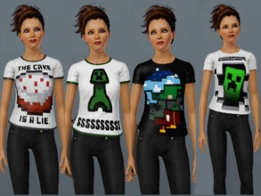 Sims 3 — Minecraft T-Shirts For Women by amybabe18 — 4 Minecraft T-Shirts for Young Adult, and Adult women. These can be