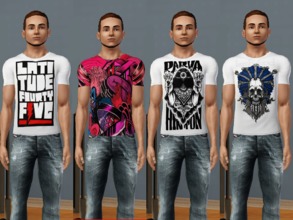 Sims 3 — T-Shirt Pack by killervamp6632 — 4 T-Shirts For Young Male Adults.
