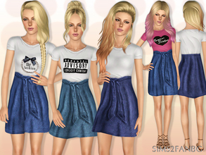 Sims 3 — 404 - Teen denim outfit by sims2fanbg — .:404 - Teen denim outfit:. Teen denim outfit in 3 recolors,Custom