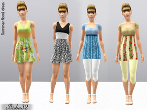 Sims 3 — Summer floral dresses by Birba32 — Two simple and pretty dresses for your sims. I used floral texture, but you