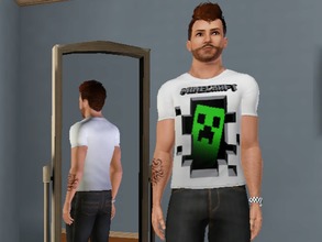 Sims 3 — Minecraft Creeper - Male by amybabe18 — Minecraft Creeper T-Shirt for Young Adult, and Adult men. This can be