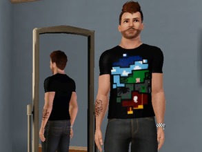 Sims 3 — Block World - Male by amybabe18 — Block World Minecraft T-Shirt for Young Adult, and Adult men. This can be