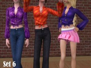 Sims 2 — Set 6 by Well_sims — Three pirate blouse in purple,orange and blue color for your sim.