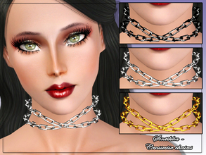 Sims 3 — Sintiklia - Female necklace Crosswise chains by SintikliaSims — All morphs Recolorable Black has overlay for