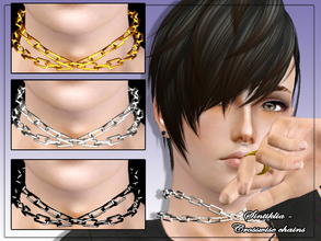 Sims 3 — Sintiklia - Male necklace Crosswise chains by SintikliaSims — All morphs Recolorable Black has overlay for