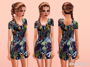 Sims 3 — Blue Summer Tea Dress by Alexandra_Sine — Blue Summer Tea Dress for your young-adult and adult female sims. Hope