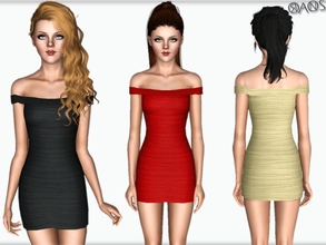 Sims 3 — Wavy Off Shoulder Dress by OranosTR — New Dress ^_^ 1 Recorable Part. Custom mesh by me. Everyday,Formal,Career