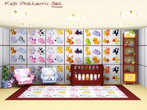 Sims 3 — KidsPatternsSet by Paogae — 6 funny and cheerful patterns with cartoon animals for the rooms of your kids!