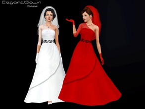 Sims 3 — ElegantGown by Paogae — An elegant and classy gown, one shoulder, proposed here as a wedding gown, white for the