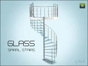 Sims 3 — Glass spiral stairs by Gosik — Set includes following items: spiral stairs and two different railings (use