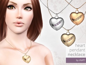 Sims 3 — Heart Pendant Necklace by tifaff72 — Heart Pendant Necklace. Teen/YA-A/Elder female 2 recolorable channel. Base