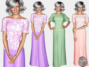Sims 3 — Long Lace Dress ELDER by pizazz — A lovely long lace accented dress that can be worn for Formal, Everyday, or