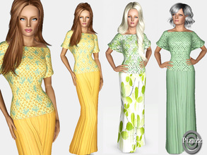 Sims 3 — Long Lace Dress - Teen to Elder by pizazz — A lovely long lace accented dress that can be worn for Formal,