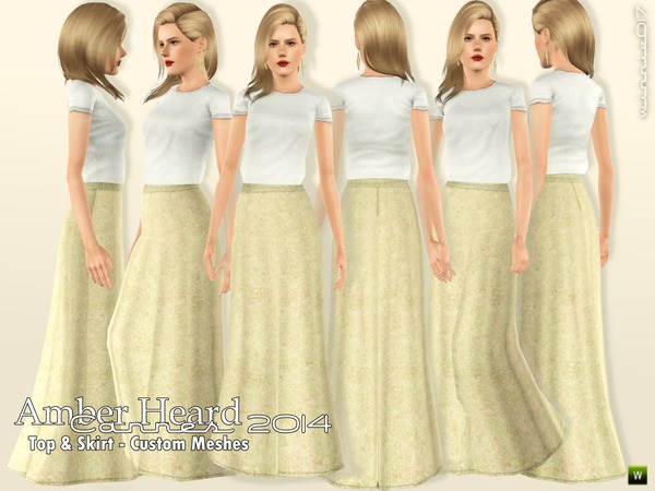 Sims 3 — Cannes 2014 - Amber Heard by winnie017 — Short sleeve top and floor length skirt inspired by Amber Heard at the