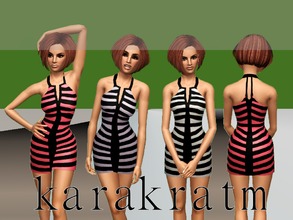Sims 3 — Monochrome Couture by Kara_Croft — Monochrome dress in 3 variations. 1 recolorable channel.