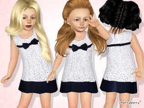 Sims 3 — Summer's dream dress for toddlers by CherryBerrySim — Cute crystal embellished dress with dark blue bow and belt