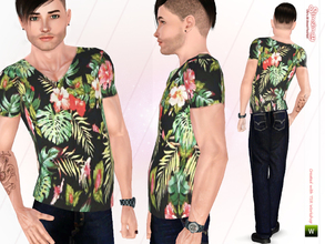 Sims 3 — Tropical Print Male Top by Simsimay — Tropical print male tshirts are very popular these days! Everybody loves