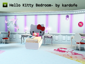 Sims 3 — Hello Kitty Bedroom by kardofe — Youth bedroom with study area, decorated with the character created by Yuko